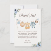 Süsse Pie Blue Fall Teddy Bear Boy Baby Dusche Dankeskarte (Vorderseite)