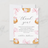 Süsse Pie Bow Pink Baby Dusche Dankeskarte (Vorderseite)