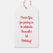 Süsse Pie Cherry 1. Geburtstag Party Thema Geschenkanhänger (Rückseite)