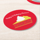 Süsse Pie Cherry Geburtstagsparty Runder Pappuntersetzer (Angewinkelt)