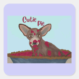 Süße Pie Chihuahua Quadratischer Aufkleber