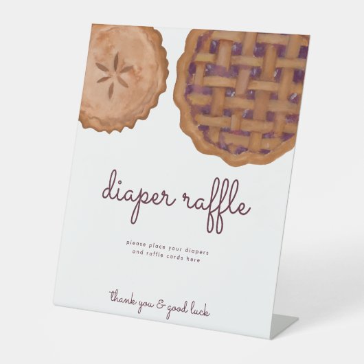 Süsse Pie Diaper Raffle Babydusche Zeichen Sockelschild (Vorderseite)