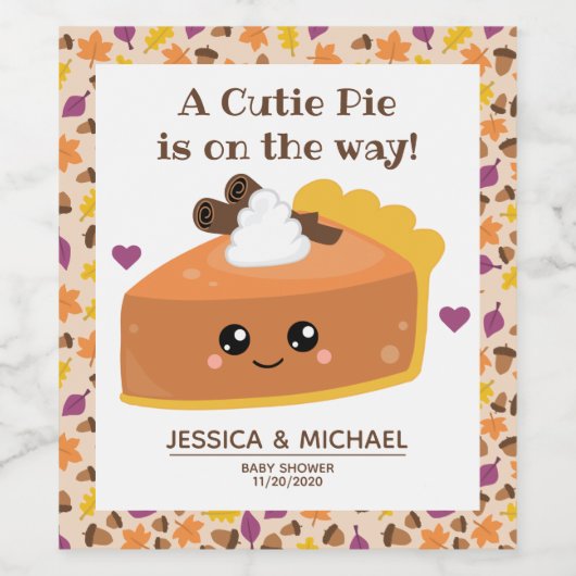 Süsse Pie Fall Baby Dusche Weinetikett (Einzelnes Label)