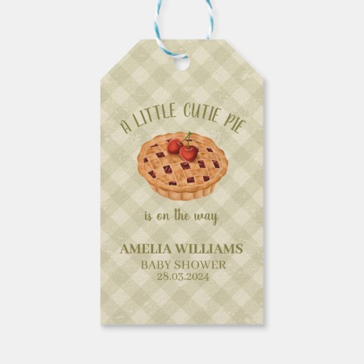 Süsse Pie Fall Babydusche Geschenkanhänger (Rückseite)