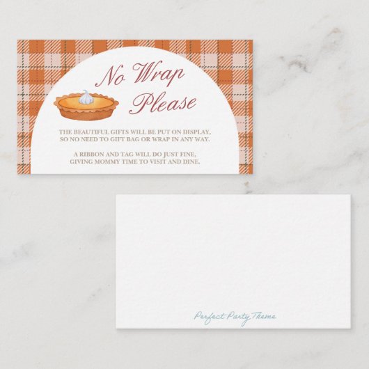 Süsse Pie Fall Kinderdusche Keine Verpackung Bitte Begleitkarte (Vorne/Hinten)