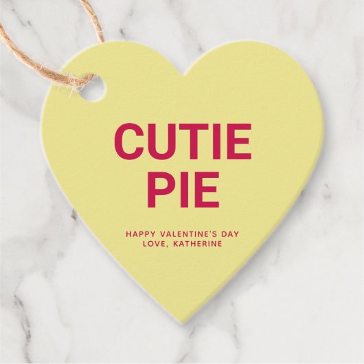 Süsse Pie gelbes Herz Spaß niedlich Valentinstag Geschenkanhänger (Vorderseite)