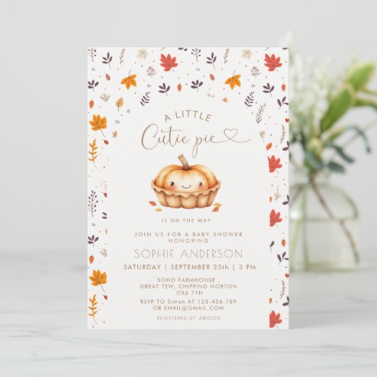 Süsse Pie Gender Neutral Fall Baby Dusche Einladung (Stehend Vorderseite)