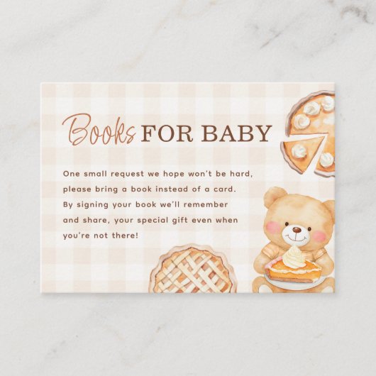 Süsse Pie Gingham Fall Baby Showbücher für Baby Begleitkarte (Vorderseite)