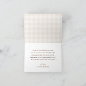 Süsse Pie Gingham Teddy Bear Fall Baby Dusche Dankeskarte (Innenseite)