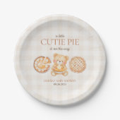 Süsse Pie Gingham Teddy Bear Fall Baby Dusche Pappteller (Vorderseite)