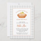 Süsse Pie Gray Checkered Fall Babydusche Einladung (Vorderseite)