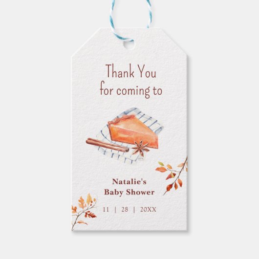 Süsse Pie ist auf dem Weg Babydusche Danke Geschenkanhänger (Vorderseite)