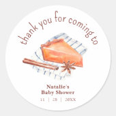 Süsse Pie ist auf dem Weg Babydusche Danke Runder Aufkleber (Vorderseite)