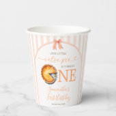 Süsse Pie Orange Gingham 1. Geburtstag Pappbecher (Rückseite)