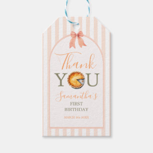 Süsse Pie Orange Gingham 1. Geburtstag Vielen Dank Geschenkanhänger