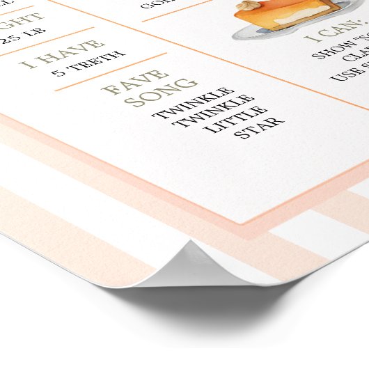 Süsse Pie Orange Gingham 1. Jahr Fact Sign Poster (Ecke)