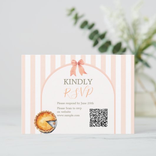 Süsse Pie Orange Gingham Birthday UAwg QR Card Dankeskarte (Stehend Vorderseite)