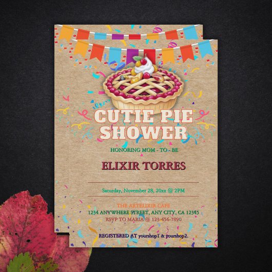 Süsse Pie Party Babydusche Einladung