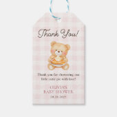 Süsse Pie Pink Fall Bear Girl Baby Dusche Gefallen Geschenkanhänger (Vorderseite)