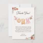 Süsse Pie Pink Fall Teddy Bear Girl Babydusche Dankeskarte (Vorderseite)