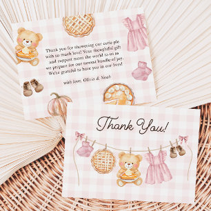 Süsse Pie Pink Fall Teddy Bear Girl Babydusche Dankeskarte