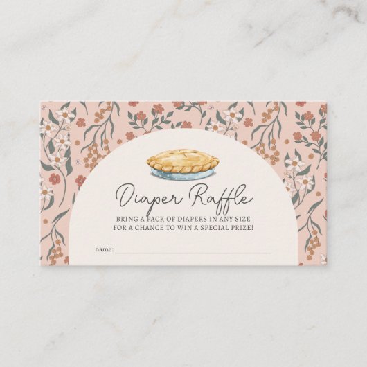 Süsse Pie Pink Floral Baby Diaper Raffel Ticket Begleitkarte (Vorderseite)