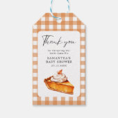 Süsse Pie Pumpkin Fall Baby Dusche Gingham Geschenkanhänger (Vorderseite)