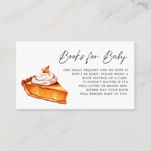 Süsse Pie Pumpkin Fall Babydusche Bücher für Baby Begleitkarte (Vorderseite)
