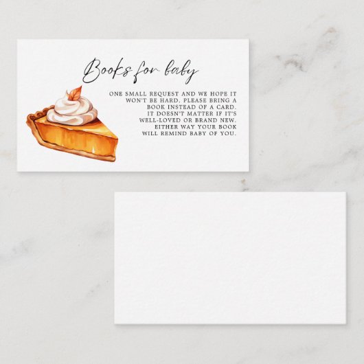 Süsse Pie Pumpkin Fall Babydusche Bücher für Baby Begleitkarte (Vorne/Hinten)