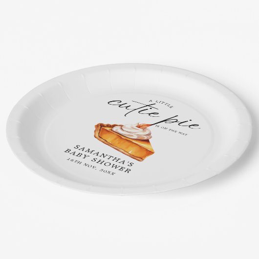 Süsse Pie Pumpkin Fall Babydusche Pappteller (Schrägansicht)