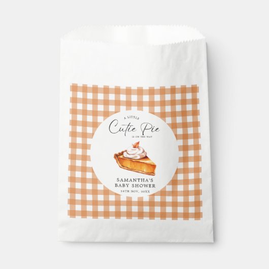 Süsse Pie Pumpkin Fall Gingham Baby Dusche Geschenktütchen (Vorderseite)