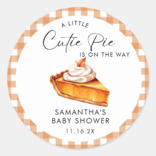 Süsse Pie Pumpkin Fall Gingham Baby Dusche Runder Aufkleber
