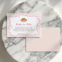 Süße-Pie-Rosa-Gingham-Bücher-für-Baby-Karte