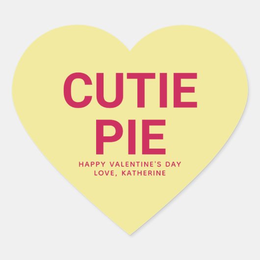 Süsse Pie Spaß niedlich Valentinstag Konversation Herz-Aufkleber (Vorderseite)