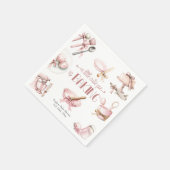 Süsse Pie | Wasserfarbe Pink Girl Babydusche Serviette (Ecke)