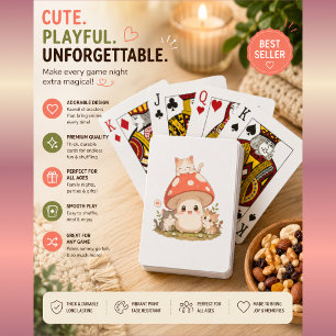 Süße Pilz-Katze Spielkarten – Kawaii Cottageco