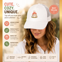 Süße Pilz-Katzen-Trucker-Mütze – Kawaii Cottagecor