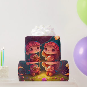süße Pilze cottagecore Muster Geschenkpapier