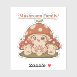 Süße Pilzfamilie   Kawaii Cottagecore Aufkleber