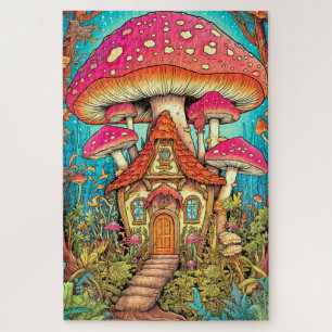 Süße Pilzhaus-Illustration Puzzle