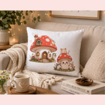 Süße Pilzhaus-Wurfkissen | Whimsical Cotta