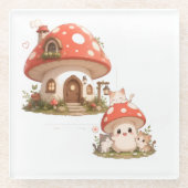 Süße Pilzhütte Untersetzer | Whimsical Cottagecor (Vorderseite)