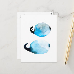 Süße Pinguin-Aquarell-Kunst Postkarte