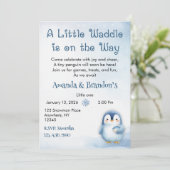 Süße Pinguin-Baby-Party Einladung (Stehend Vorderseite)