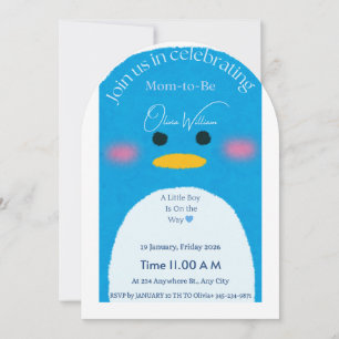 Süße Pinguin-Baby-Party-Einladung für Jungen Bla Einladung