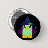 Süße Pinguin Hexe Button (Vorne & Hinten)