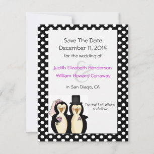 Süße Pinguin-Hochzeit Ankündigung zum Speichern de
