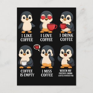 Süße Pinguin-Kaffee-Liebhaber emotionale Cartoon-D Feiertagspostkarte