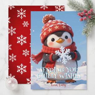 Süße Pinguin-Kälte-Wünsche für Kinder zum Winter-W Feiertagskarte