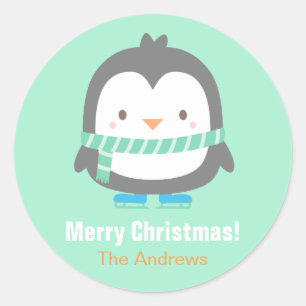 Süße Pinguin-Kinder-Weihnachtsdekoration-Aufkleber Runder Aufkleber